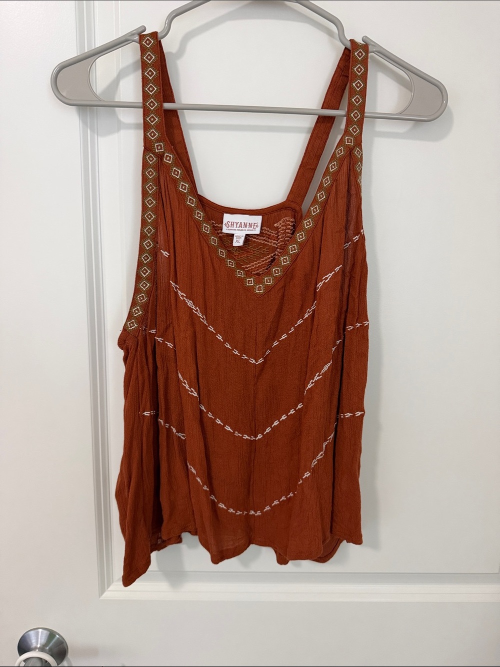 Shyanne Rust Embroidered Boho Tank Top